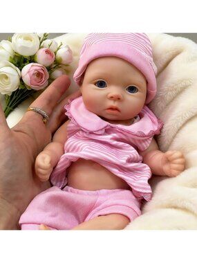 Realistic 10" Silicone Baby Doll - Soft Body, Girl Doll with Accessories